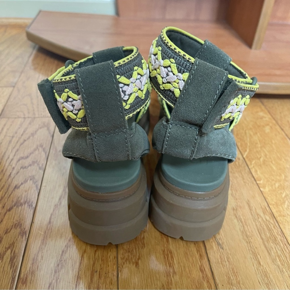UGG ASHTON HERITAGE BRAID STRAPPY BURNT OLIVE CHUNKY SANDALS US 8 Boho Lug Sole - Picture 7 of 12